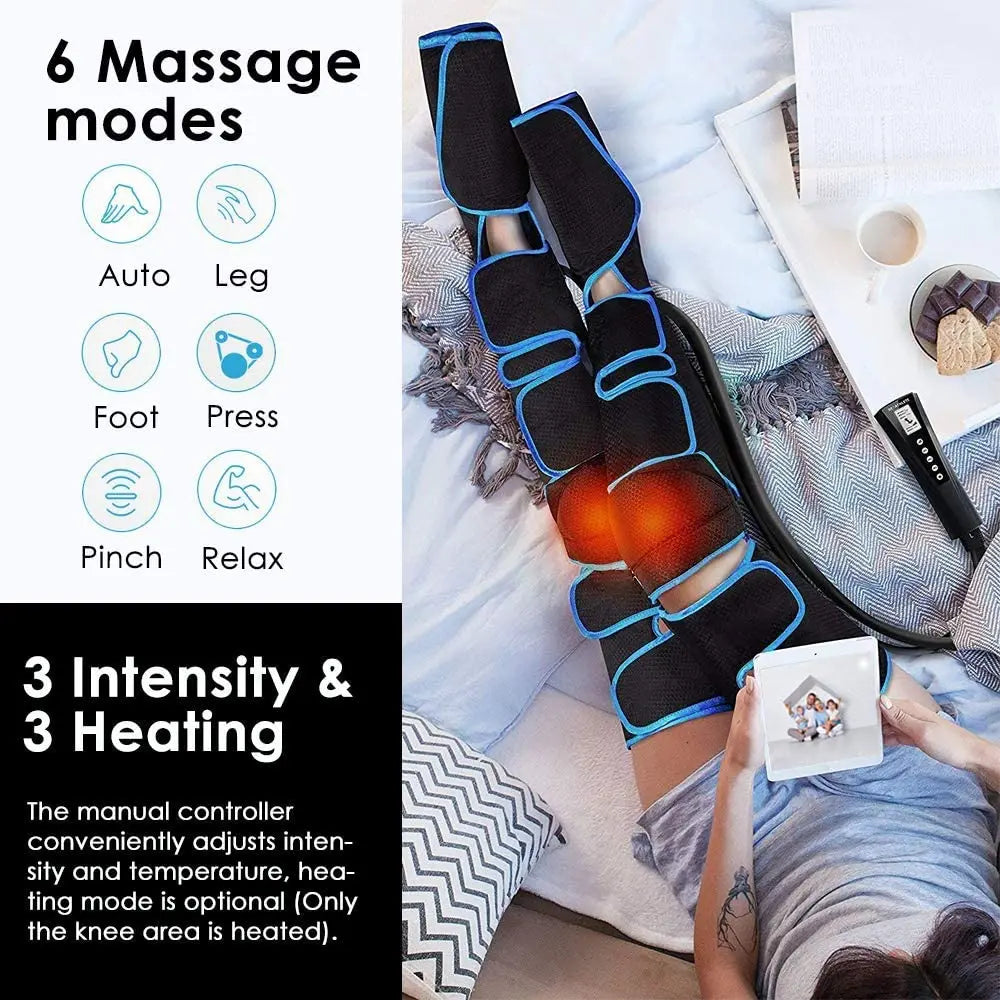 360° Foot and Leg Air Pressure Massager – Enhances Blood Circulation, Relieves Muscle Tension, and Supports Lymphatic Drainage